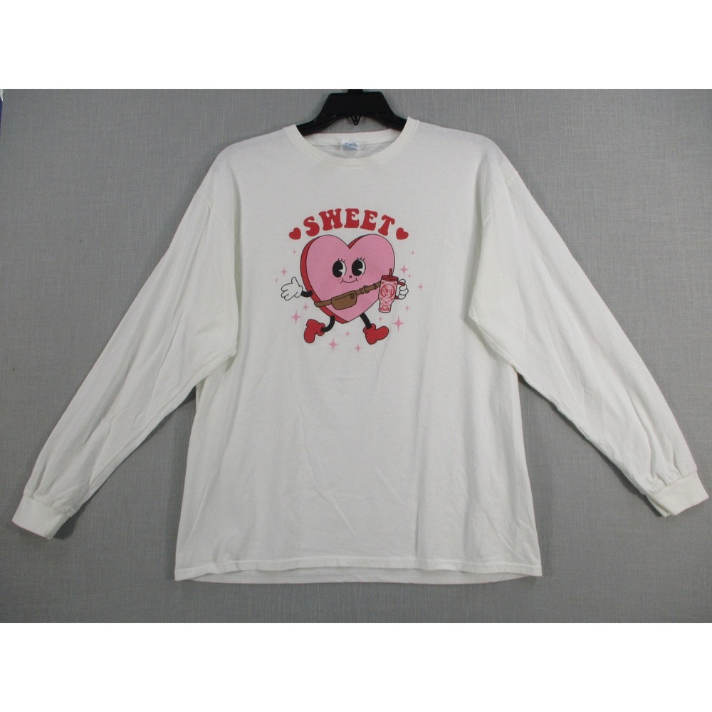 Delta Apparel Sweet Heart Graphic Long Sleeve Tee White XL